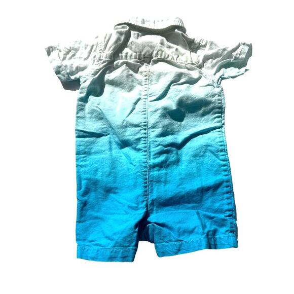 Ralph Lauren White/Blue Ombre Button Down Romper, EUC, Sz 3mo (AA2) - Picture 2 of 5